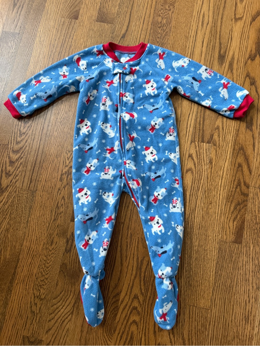 The Children’s Place Blue Holiday Dog Fleece Footed Pajamas, size 18-24M